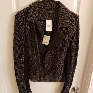 RAG & BONE Melinda Metallic Knit Biker Jacket 